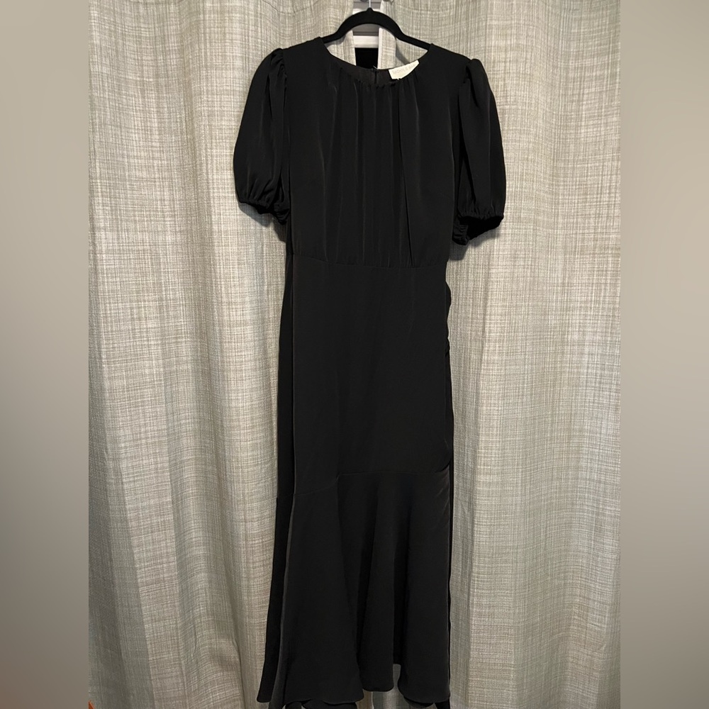 Sachin + Babi Black Puff-Sleeve Midi Camilla Dress with Belted Waist - Picture 6 of 12